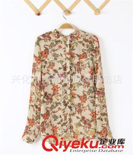 2013新款襯衫 MANGO歐美秋冬女式印花襯衫 長袖圓領襯衣 女 批發原始圖片3