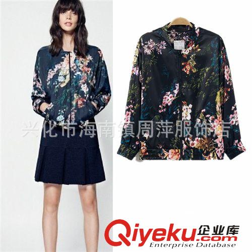 MANGO同款拼皮領印花連衣裙 歐美女式背后拉鏈無袖圓領修身連衣裙