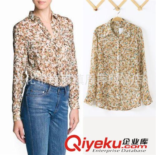 14春季女裝外套新款 歐美MANGO女式黑底青花瓷花朵印花夾克外套女