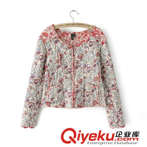 批發歐美女裝 2014秋冬新款MAN/GO民族風女式印花薄棉衣外套原始圖片3