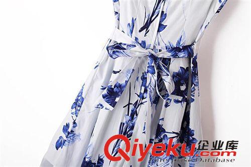 歐美女裝2014新款 top*shop青花瓷印花修身無袖連衣裙原始圖片3