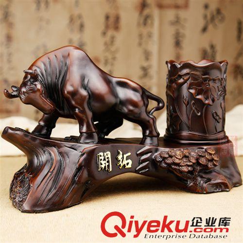 樹脂 工藝精品 開拓 牛筆筒  創(chuàng)意辦公禮品 創(chuàng)意家居家飾原始圖片2