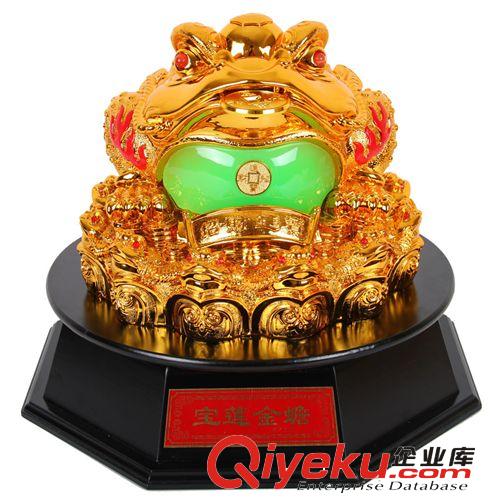 招財金蟾擺件  樹脂工藝品招財寶蓮金蟾   聚財風水家居擺件原始圖片2