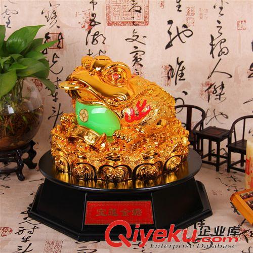 招財金蟾擺件  樹脂工藝品招財寶蓮金蟾   聚財風水家居擺件原始圖片3