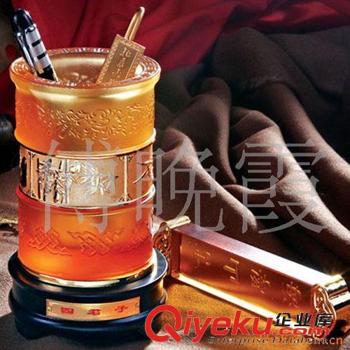前程如意水晶工藝品筆筒 馬到成功擺件 商務(wù)禮品創(chuàng)意辦公桌擺件