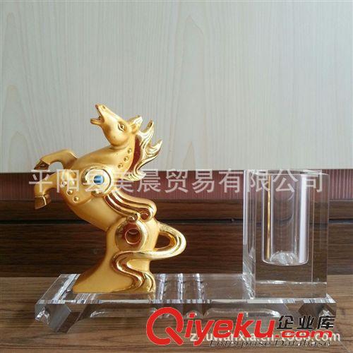 辦公室商務禮品擺件實用定制logo 紀念工藝品 金屬馬到成功筆筒原始圖片3
