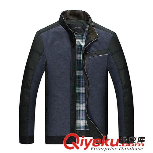 2014新款品牌春款休閑男式拼色立領夾克廠家批發