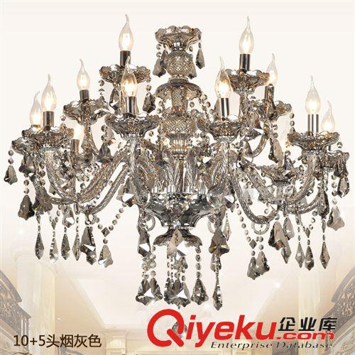 廠家批發(fā)煙灰色歐式現(xiàn)代水晶吊燈酒店客廳水晶蠟燭燈水晶燈飾DS31