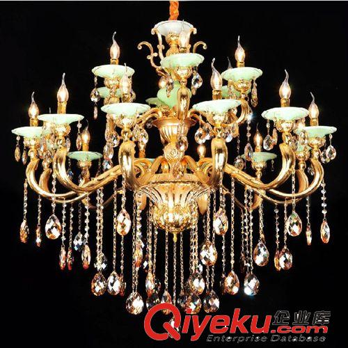 中山工廠批發(fā)沙金色鋅合金水晶燈仿玉水晶吊燈工程燈飾具DS8001原始圖片3