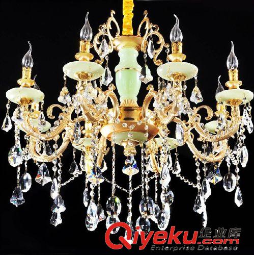 尊藝仿玉沙金色鋅合金水晶燈歐式水晶吊酒店工程燈飾具DS8008原始圖片2