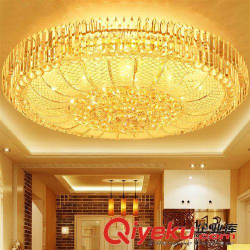 金色圓形客廳燈 現代簡約大氣吸頂燈水晶燈LED臥室餐廳水晶燈飾具原始圖片2