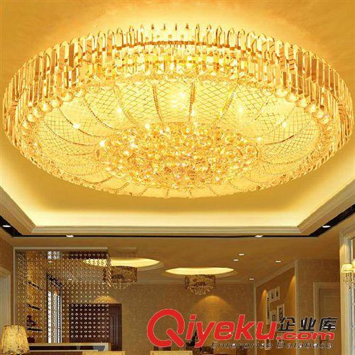 金色圓形客廳燈 現代簡約大氣吸頂燈水晶燈LED臥室餐廳水晶燈飾具原始圖片3