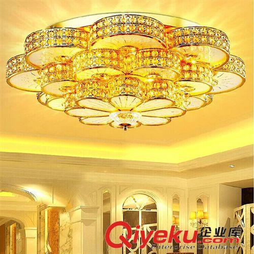 聚寶盆金色客廳水晶燈圓形 S金LED臥室水晶吸頂燈餐廳吸頂燈飾具原始圖片2