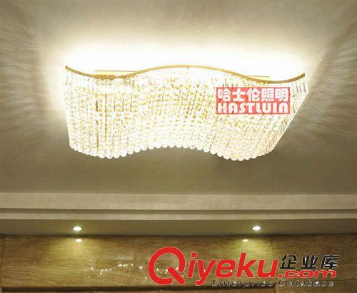 哈士倫金色LED客廳水晶吸頂燈長方形 波浪形K9客廳水晶燈過道燈原始圖片3