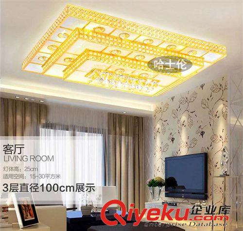 客廳水晶燈長方形吸頂燈 歐式豪華金色led臥室餐廳吸頂燈現代燈具原始圖片3