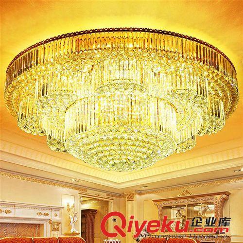 現代中式客廳水晶燈吸頂燈 金色LED大氣客廳燈酒店大廳吸頂燈飾具原始圖片2