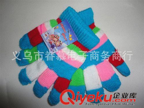 批發(fā) 新款兒童彩色全指手套/冬季兒童保暖手套/兒童拼色五指手套原始圖片2