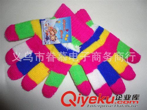 批發(fā) 新款兒童彩色全指手套/冬季兒童保暖手套/兒童拼色五指手套原始圖片3