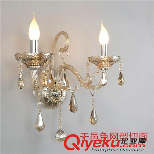 漢宮歐式創(chuàng)意水晶壁燈簡(jiǎn)約床頭壁燈墻壁臥室雙頭客廳蠟燭燈具燈飾原始圖片2