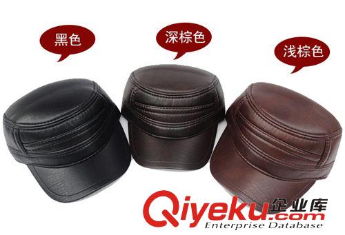 工廠批發(fā) 韓版休閑皮帽子 潮男女秋冬保暖加絨加厚護耳平頂帽873原始圖片2