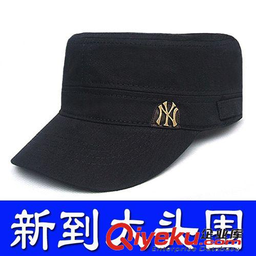 批發(fā)韓版平頂帽子 男女 潮春夏扣子裝飾粗獷風格堅挺韓國軍帽8880