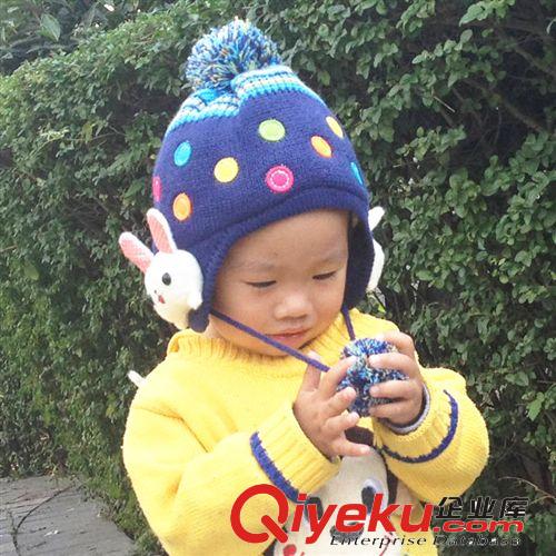 寶寶帽子 冬款加厚加絨保暖毛線帽 可愛球球護耳帽子 男女兒童帽