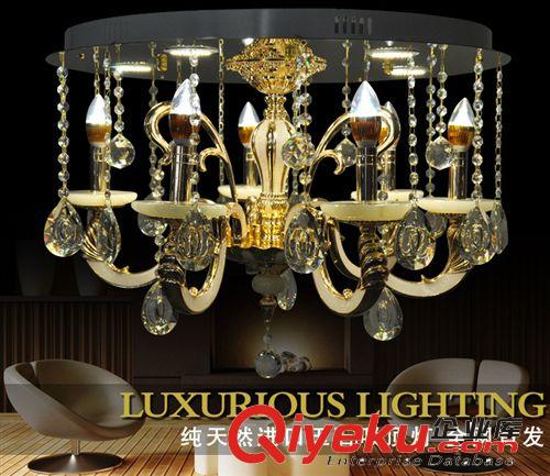 熱銷新品玉石燈led吸頂燈別墅燈具圓形簡歐臥室燈蠟燭燈餐廳燈飾原始圖片3