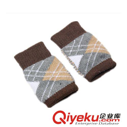 S21秋冬新款骷髏頭菱形保暖手套 電腦半指露指打字手套批發(fā)原始圖片2