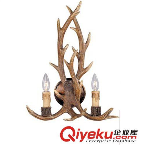 歐式樹脂單頭壁燈 鹿角雙頭壁燈 樹枝樹根臥室床頭酒吧地中海燈飾原始圖片2