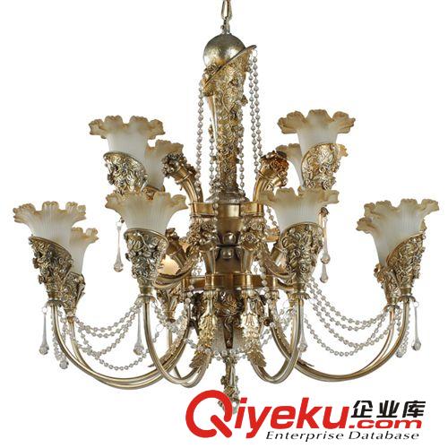 歐式樹脂雕花吊燈 仿古金色奢華百得詩特燈具美式田園雙層8+4吊燈原始圖片2