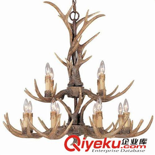 歐式三層樹脂鹿角吊燈 仿古樹枝美式鄉(xiāng)村燈具 特價酒吧田園蠟燭燈原始圖片2