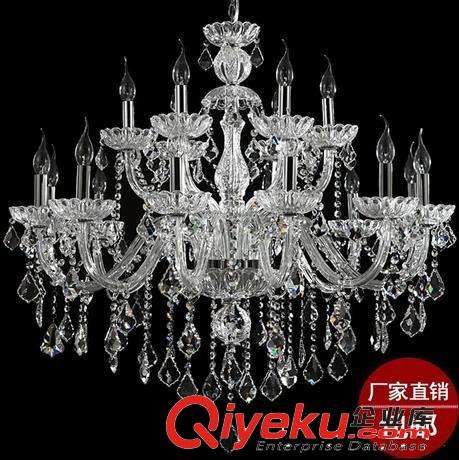 歐式干邑色12頭雙層8+4頭蠟燭水晶吊燈 創(chuàng)意客廳餐廳酒店客房燈具