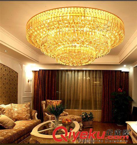 金色水晶燈 現代客廳圓形水晶燈臥室燈 酒店燈具 吸頂燈 廠家直銷