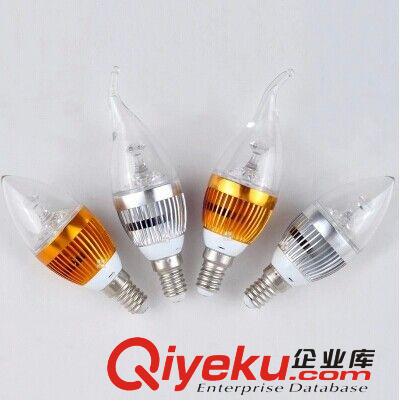 洛可可水晶燈LED節能蠟燭拉尾燈泡 小螺口E14尖泡3W光源超亮