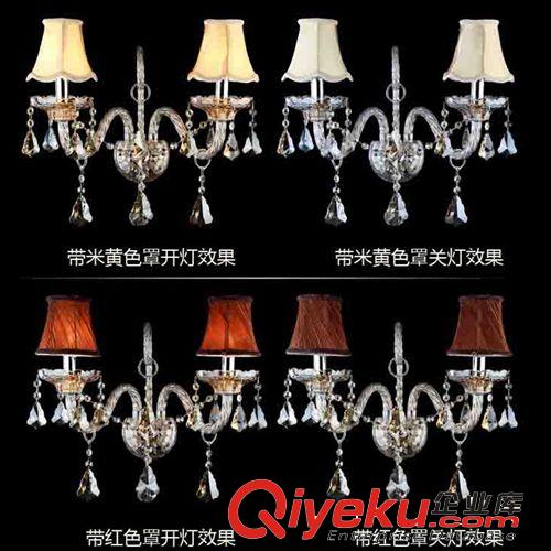 包郵歐式雙頭蠟燭金色水晶壁燈床頭燈客廳壁燈飾臥室LED墻壁燈具原始圖片3