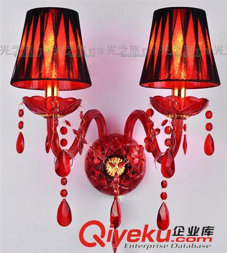 包郵歐式雙頭蠟燭金色水晶壁燈床頭燈客廳壁燈飾臥室LED墻壁燈具