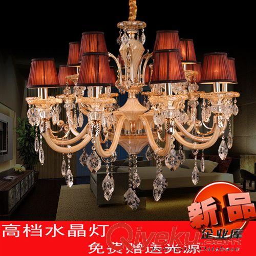 歐式玻璃水晶吊燈LED吸頂燈客廳燈罩gd鋁材燈K9水晶工程家居原始圖片3