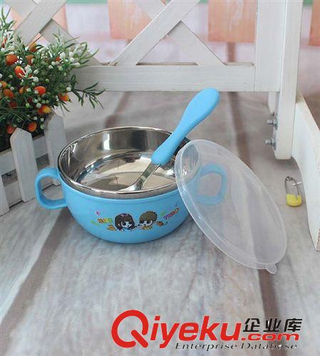 升級版帶柄帶蓋寶寶不銹鋼卡通隔熱碗+不銹鋼勺子，超級劃算1745原始圖片2