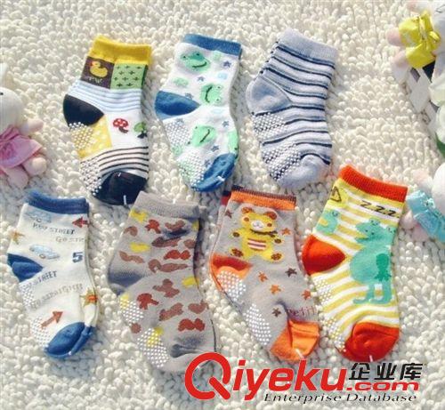 【男】日本原單卡通純棉防滑底地板襪 男寶寶點膠小童襪批發原始圖片3