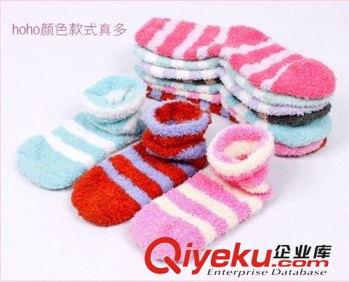 彩色條紋珊瑚絨兒童襪 嬰兒毛巾襪子 保暖兒童地板襪 寶寶襪批發原始圖片2