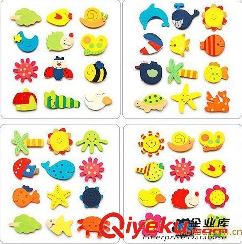 批發(fā)可愛卡通木質(zhì)冰箱貼/磁貼 一包12個(gè) 增進(jìn)寶寶的想象力冰箱貼原始圖片2