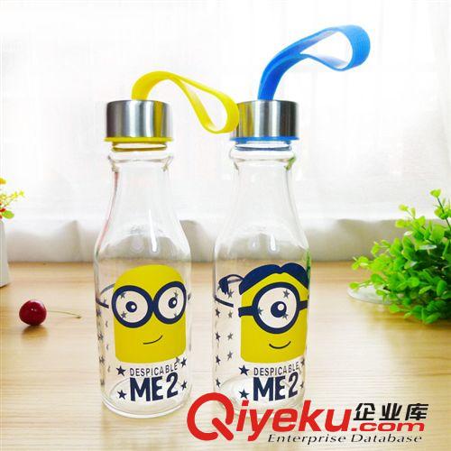 廠家直銷透明汽水瓶玻璃杯子小黃人便攜學(xué)生卡通水杯原始圖片3