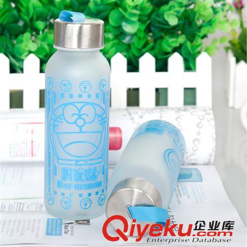 廠家直銷叮當貓玻璃杯子多啦a夢隨手杯夏季創(chuàng)意磨砂玻璃水壺批發(fā)原始圖片3
