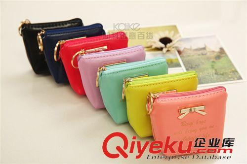 韓國可愛手拿零錢包硬幣包 2014新品印字蝴蝶結(jié)梯形零錢包原始圖片2