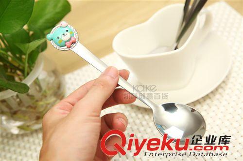 新款不銹鋼勺子精品卡通可愛熊頭勺子 創(chuàng)意韓國(guó)餐具原始圖片3