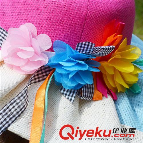 女童三色拼接熱帶田園風(fēng)兒童帽子 小花朵帽子原始圖片3