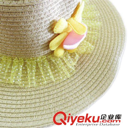 兒童帽子 韓版夏季大沿帽 蕾絲邊太陽帽 小花遮陽帽 糖果色草帽原始圖片3