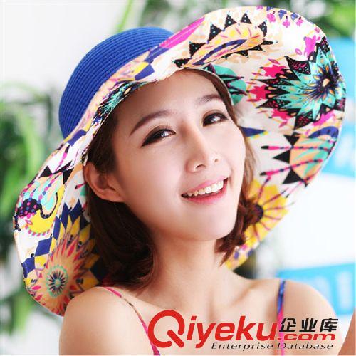 沙灘帽子 女 夏天遮陽帽 防紫外線草帽韓版太陽帽戶外防曬大沿帽原始圖片2