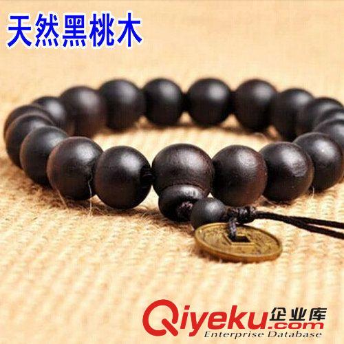 熱賣義烏地攤貨源飾品批發 10MM黑桃木佛珠手鏈 木質佛珠手串手飾原始圖片2
