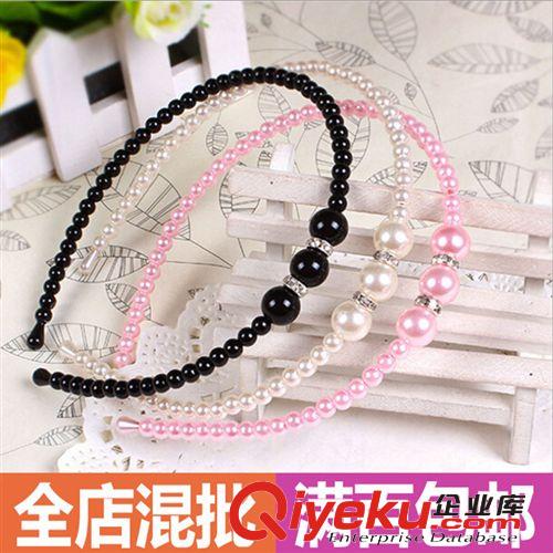 韓版兒童飾品 珍珠款頭箍批發(fā) 5顆米奇發(fā)箍 2元店 地攤包郵 B122